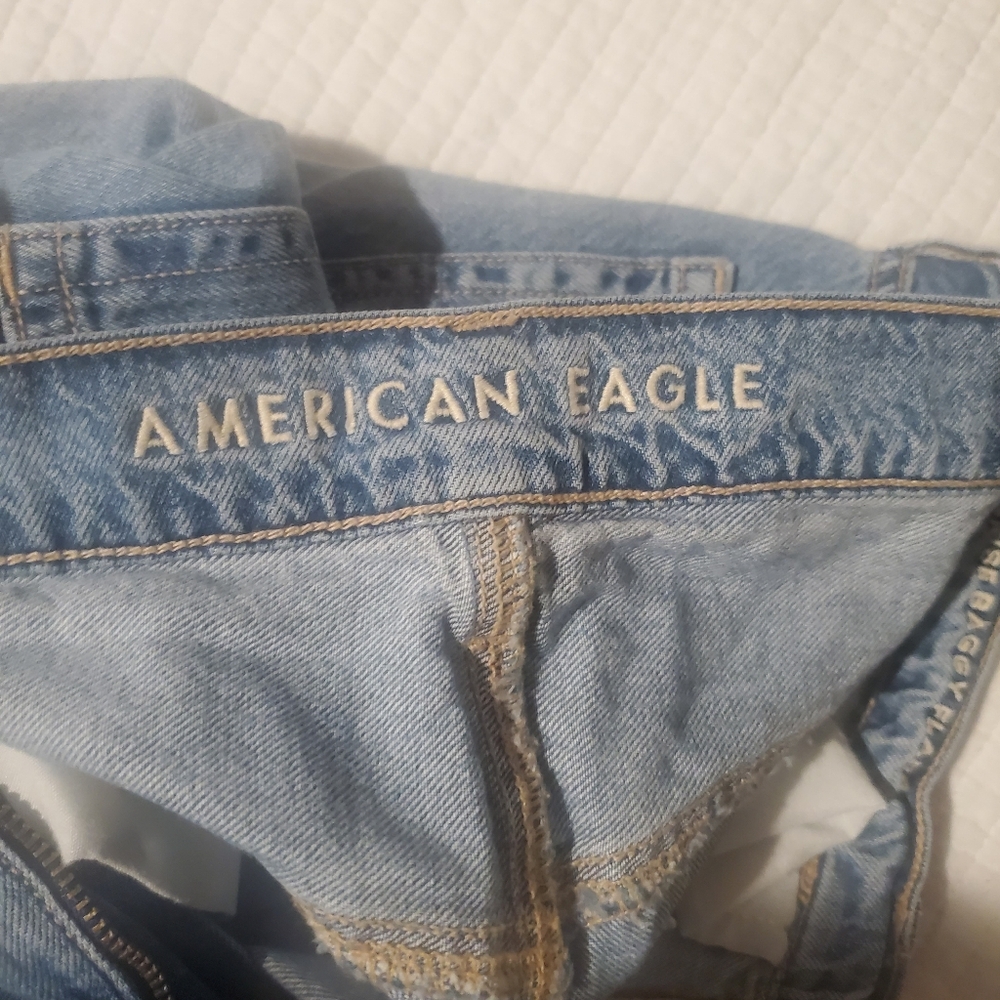 American Eagle Outfitters Light Blue Distressed Flare Jeans - Picture 2 of 5